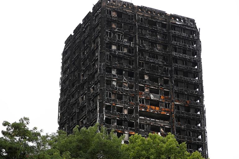 A general view shows the Grenfell Tower, which was destroyed in a fatal fire, in London, Britain July 15, 2017