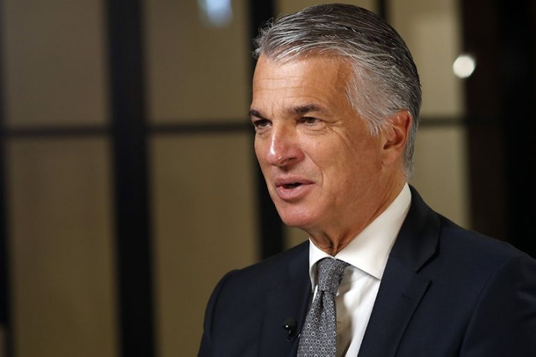 Sergio Ermotti, chief executive officer of UBS Group AG, speaks during a Bloomberg Television interview in Zurich, Switzerland, on Tuesday, Oct. 22, 2019
