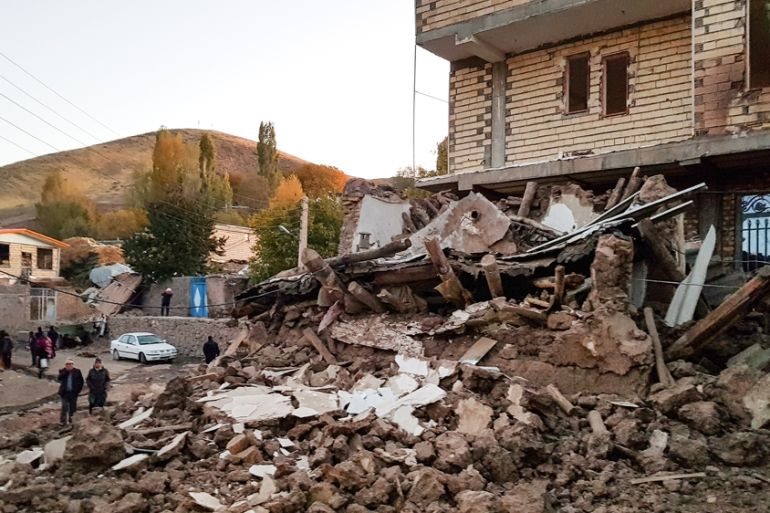 A picture obtained by AFP from Iranian news agency Tasnim on November 8, 2019 shows the debris of buildings in the Iranian village of Varnakesh
