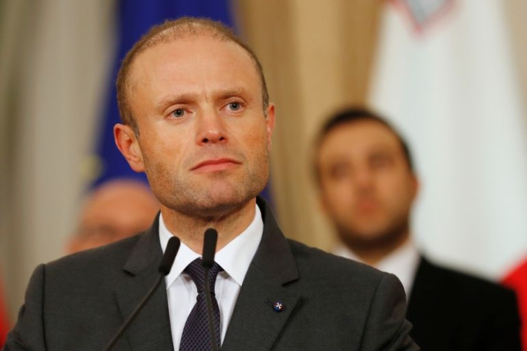 Maltese Prime Minister Joseph Muscat addresses a press conference after an urgent Cabinet meeting at the Auberge de Castille in Valletta, Malta November 29, 2019