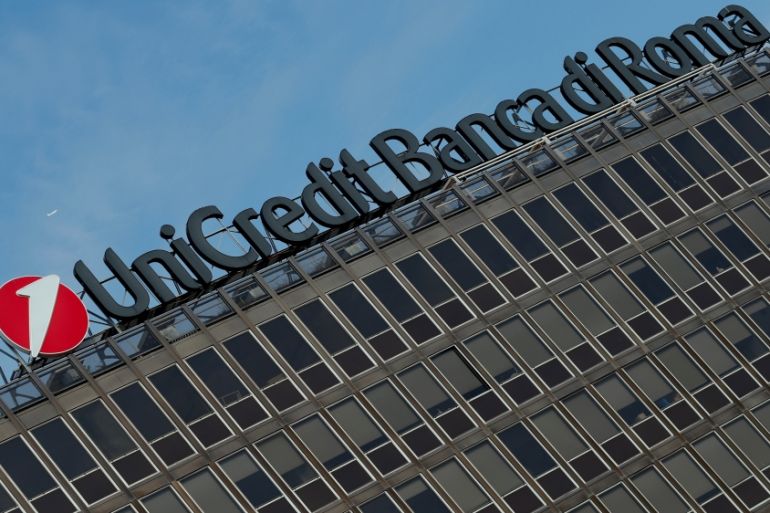 The UniCredit-Banca di Roma bank headquarters is seen in Rome