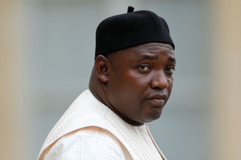 Gambian President Adama Barrow leaves the Elysee Palace after a meeting with French President in Paris, France, March 15, 2017