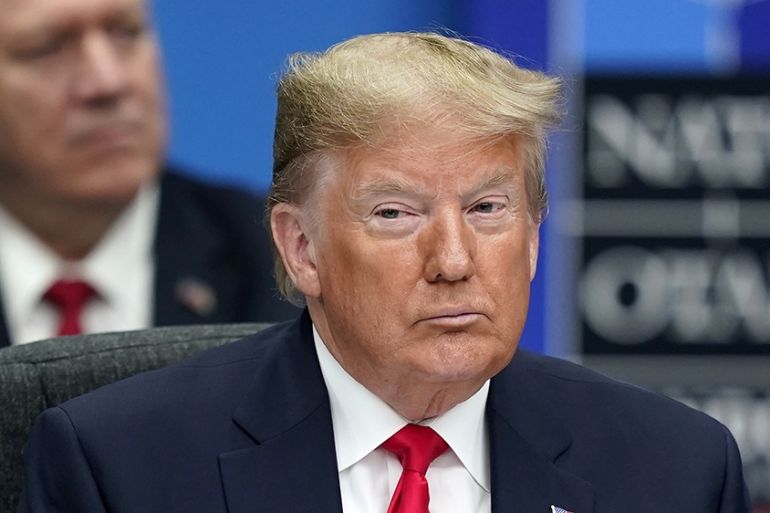 US President Donald Trump during NATO Summit in London, Britain, 04 December 2019. NATO countries'' heads of states and governments gather in London for a two-day meeting. After an hour Central hall W