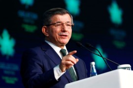 Former Turkish prime minster Davutoglu speaks during a news conference to announce formally the establishment of his Future Party in Ankara