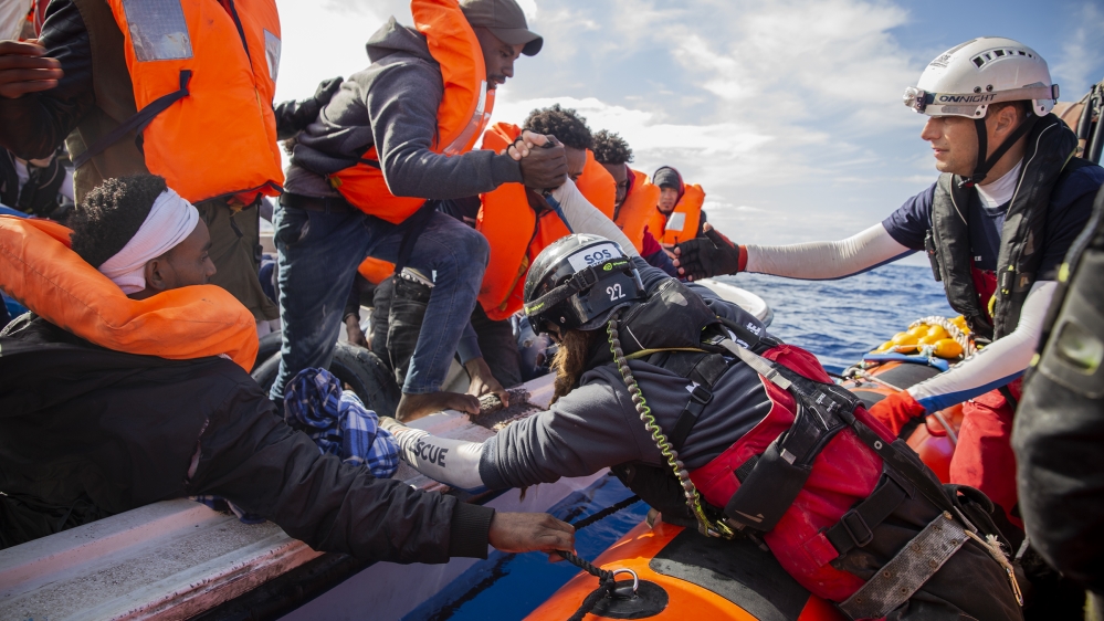 Migrants rescued from Mediterranean on Ocean Viking after fleeing Libya