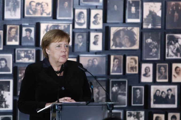 Angela Merkel attends anniversary of Auschwitz Foundation