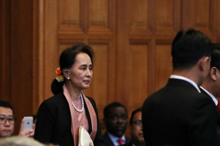 Myanmar''s leader Aung San Suu Kyi arrives at the International Court of Justice in The Hague