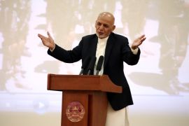 Afghanistan''s President Ghani speaks during an event with Afghan security forces in Kabul