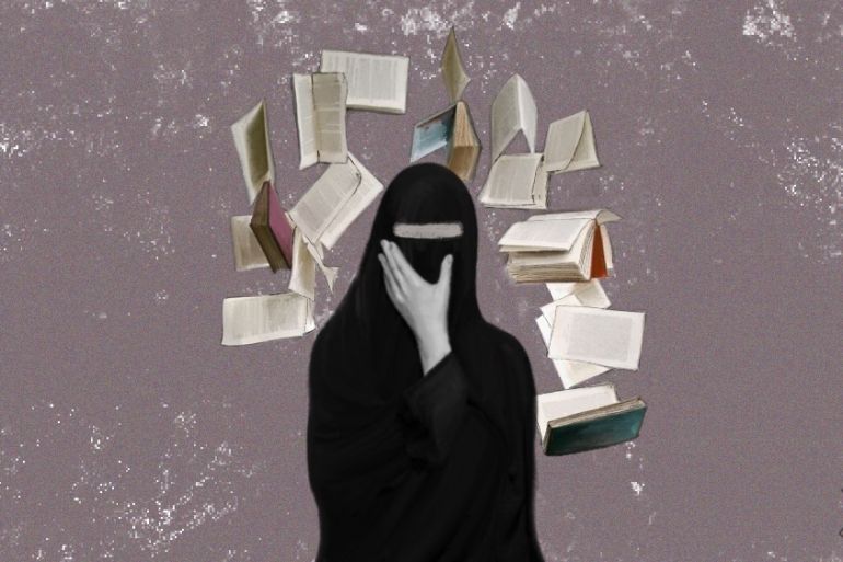 ILLUSTRATION: Women Under ISIL: The Teacher [Illustration by Jawahir Al-Naimi/Al Jazeera]