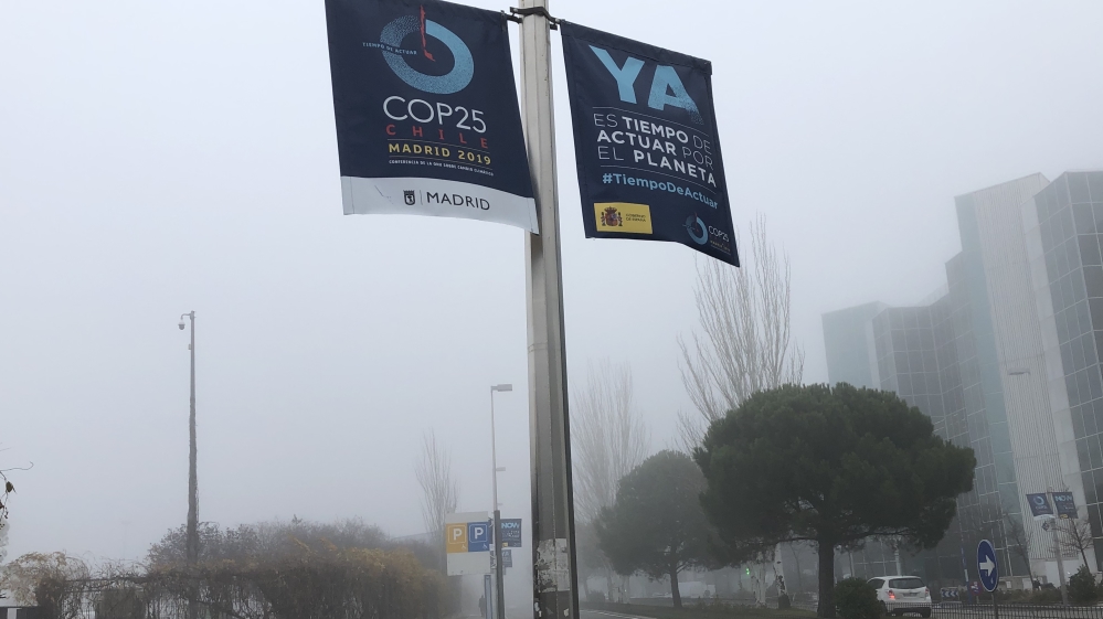 Foggy street at COP25 in Madrid