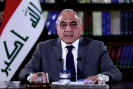 Iraqi PM Adel Abdul-Mahdi delivers a speech on reforms ahead of planned protest, in Baghdad