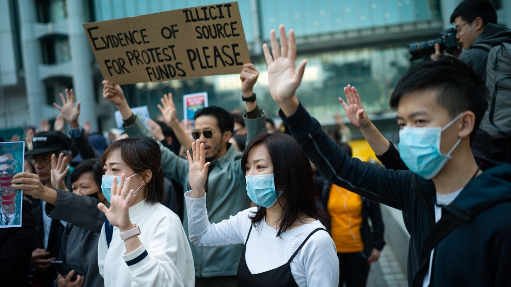 Pro-democracy protesters attend a rally in Hong Kong