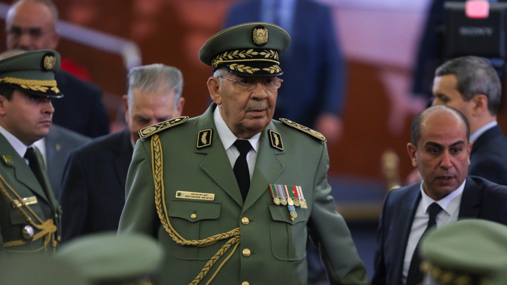 Algerian army's Chief of Staff, Lieutenant General Ahmed Gaid Salah during a swearing-in ceremony in Algiers