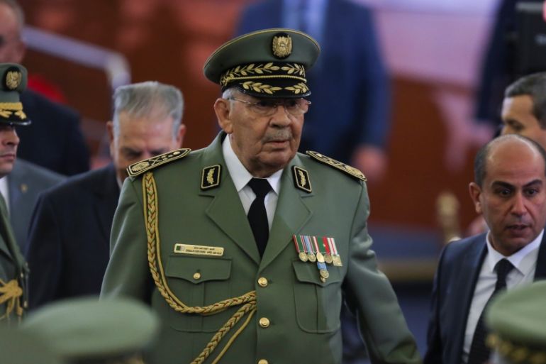 Algerian army''s Chief of Staff, Lieutenant General Ahmed Gaid Salah during a swearing-in ceremony in Algiers