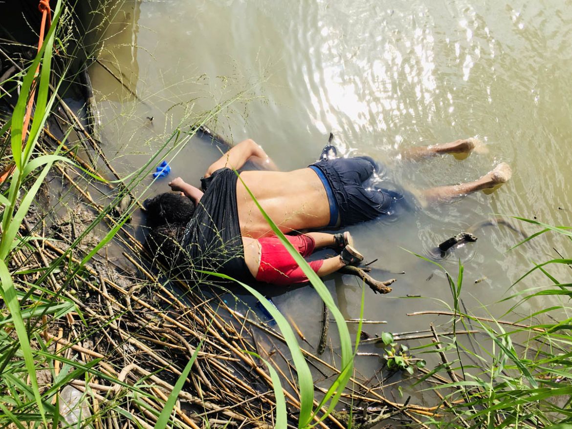 The bodies of Salvadoran migrant Oscar Alberto Martinez Ramirez and his daughter Valeria lie in the Rio Bravo river in Matamoros, in Tamaulipas state, Mexico June 24, 2019. REUTERS/Stringer 