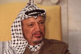 Yasser Arafat, leader of the Palestinian Liberation Organization, won the Nobel Peace Prize in 1994 with Israeli leaders Yitzhak Rabin and Shimon Perez after they signed the Oslo Accords [File: Ron Sachs/CNP/Getty Images]