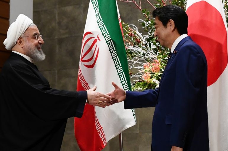 Japanese Prime Minister Shinzo Abe and Iranian President Hassan Rouhani meet in Tokyo, Japan, December 20, 2019