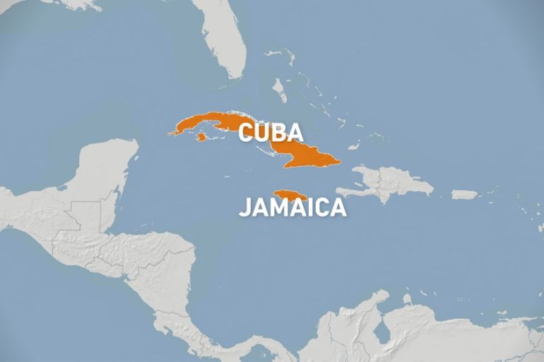 Jamaica Cuba map