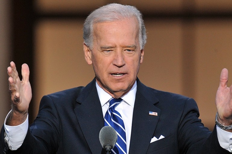 Vice Presidential candidate Joe Biden speaks to the crowd at the Democratic National Convention 2008 at the Invesco Field in Denver, Colorado, on August 28, 2008. Democratic presidential candidate Bar