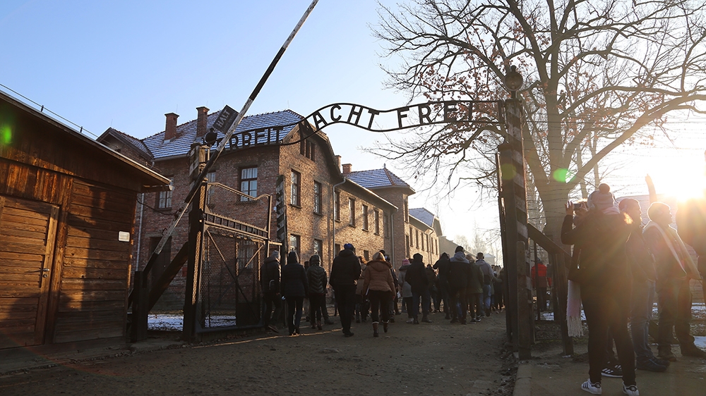About 2.3 million people visited the Auschwitz-Birkenau Memorial and Museum in 2019. Here, crowds gather on January 8, 2020. This year marks 75 years since the Soviet Army liberated the camp complex i