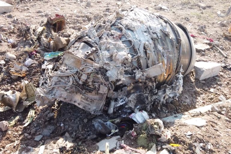 General view of the debris of the Ukraine International Airlines, flight PS752, Boeing 737-800 plane that crashed after take-off from Iran''s Imam Khomeini airport, on the outskirts of Tehran