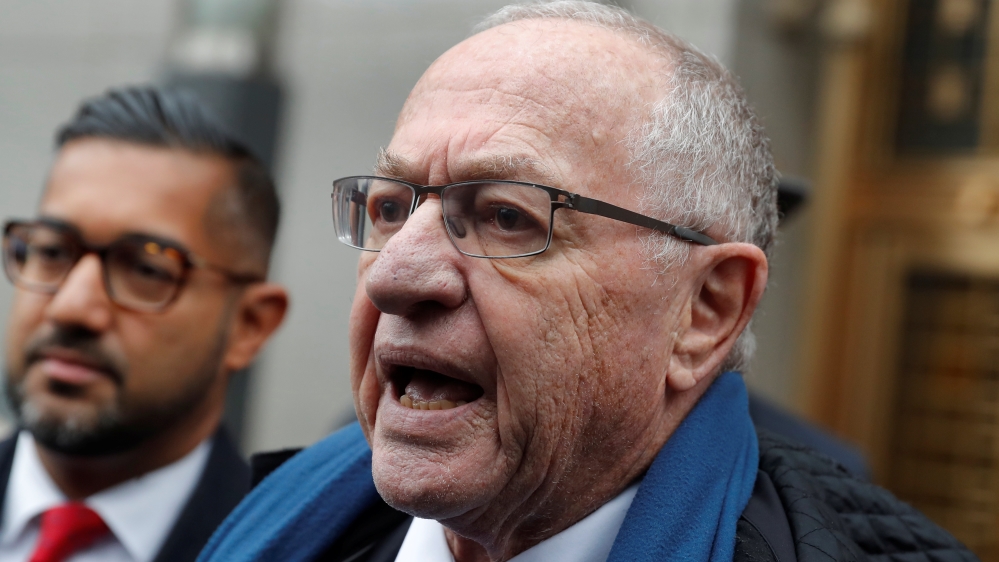 Alan Dershowitz leaves the Manhattan Federal Court in New York