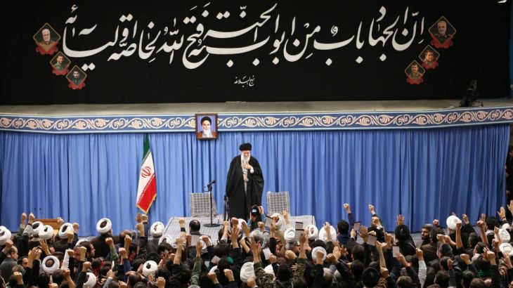 A handout picture provided by the office of Iran''s Supreme Leader Ayatollah Ali Khamenei shows him addressing a meeting in Teharn on January 8, 2020. Khamenei said a "slap in the face" was delivered t