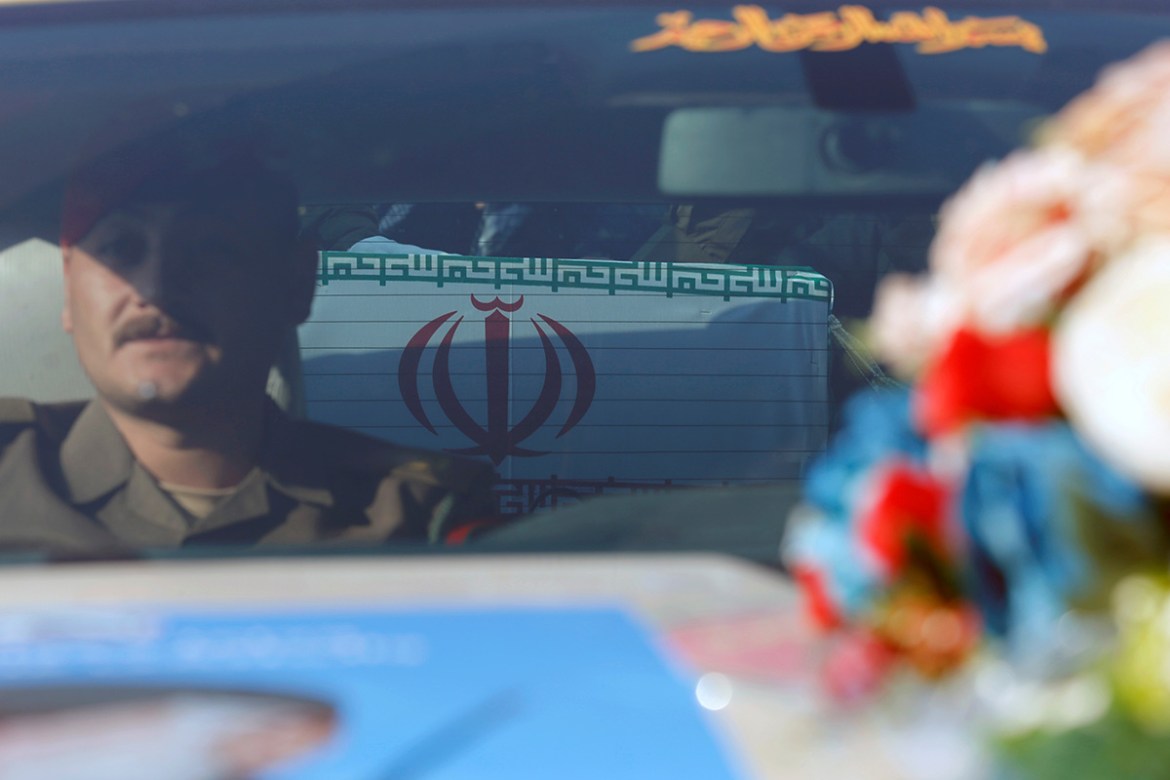 A coffin is seen inside a car during the funeral of the Iranian Major-General Qassem Soleimani, top commander of the elite Quds Force of the Revolutionary Guards, and the Iraqi militia commander Abu M
