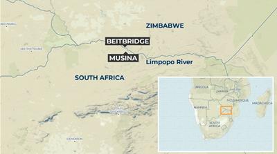 MAP - Zimbabwe-South Africa border