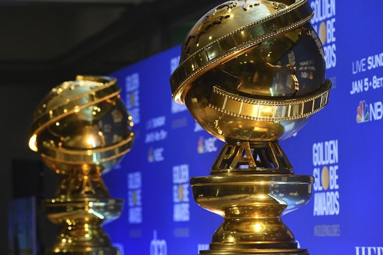 Golden Globe statues appear on stage at the nominations for the 77th annual Golden Globe Awards at the Beverly Hilton Hotel on Monday, Dec. 9, 2019, in Beverly Hills, Calif.
