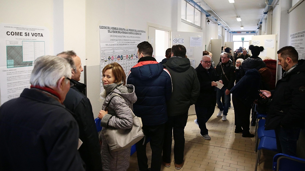  People cast their ballots at a polling station during the regional elections in the Emilia-Romagna Region, in Campogalliano, Italy, 26 January 2020. Italians head to the polls in regional elections i