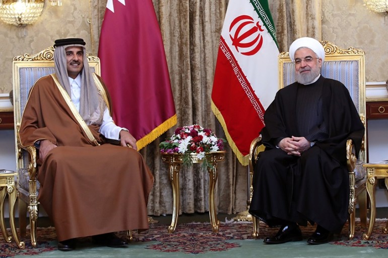 Iranian President Hassan Rouhani meets with Emir of Qatar Sheikh Tamim bin Hamad bin Khalifa Al-Thani during a welcome ceremony, in Tehran, Iran January 12, 2020. Official Iranian Presidential Website