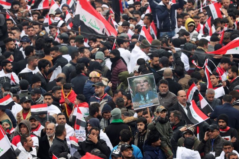 Supporters of Iraqi Shi''ite cleric Moqtada al-Sadr protest against what they say is U.S. presence and violations in Iraq, during a demonstration in Baghdad