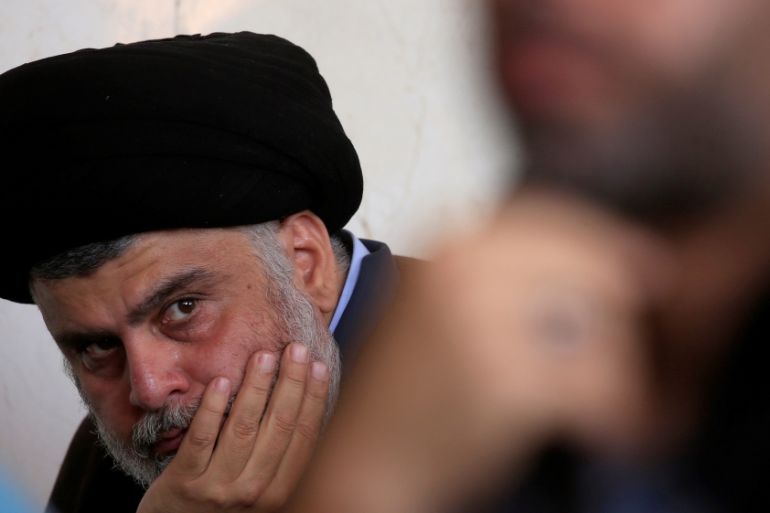 Iraqi Shi''ite cleric Muqtada al-Sadr attends Friday prayer at the Kufa mosque in Najaf