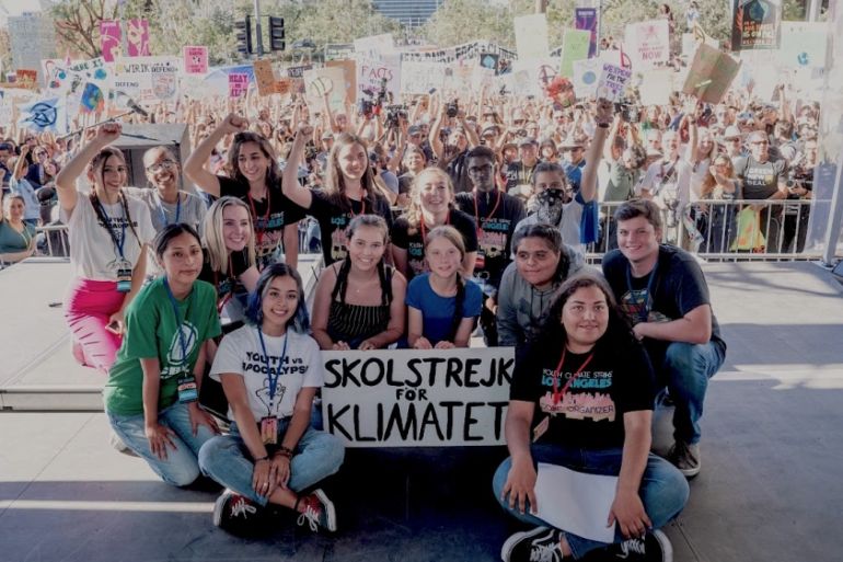 Youth activists from across California/ Greta Thunberg