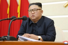 North Korean leader Kim Jong Un takes part in a meeting with the Political Bureau of the Central Committee of the Workers'' Party of Korea (WPK) in Pyongyang
