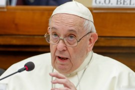 Pope Francis speaks at a conference hosted by the Vatican on economic solidarity, at the Vatican