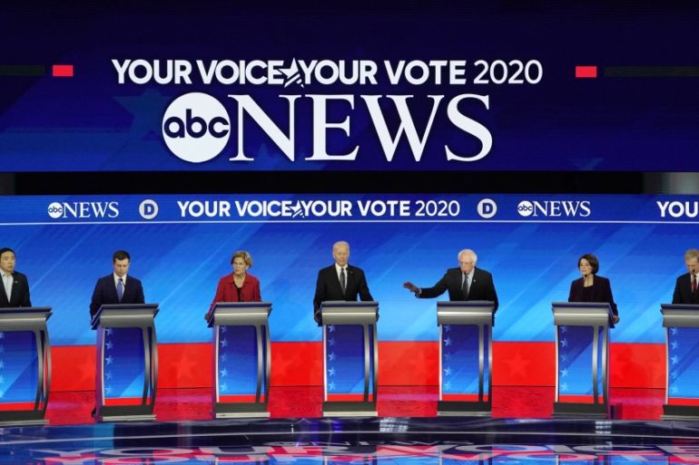 Democratic 2020 U.S. presidential candidates participate in the eighth Democratic 2020 presidential debate at Saint Anselm College in Manchester, New Hampshire, U.S.