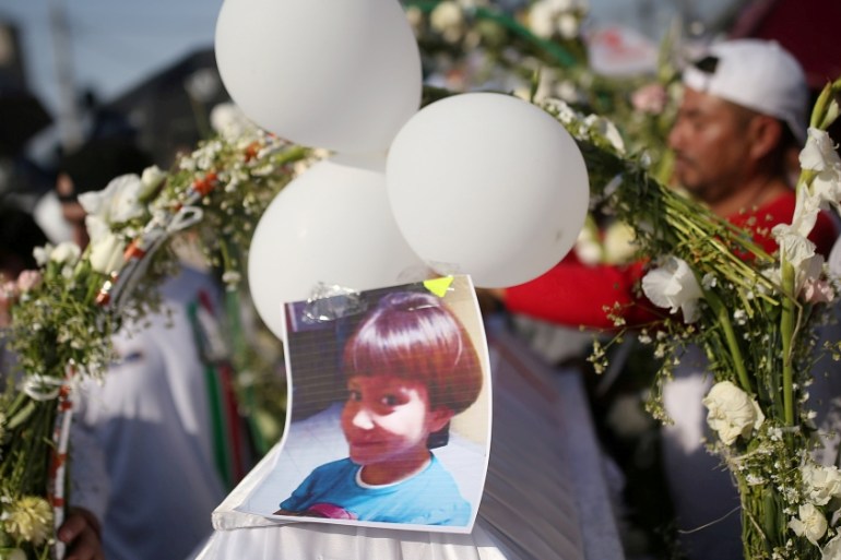 Funeral of seven-year-old Fatima Cecilia Aldrighett in Mexico City