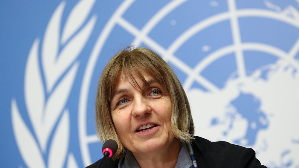 Sylvie Briand, Director of global infectious hazard preparedness at the World Health Organization (WHO) attends a news conference on the new coronavirus outbreak in Geneva, Switzerland February 4, 202