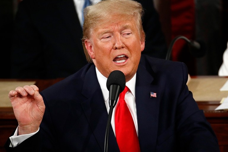 President Donald Trump delivers his State of the Union address to a joint session of Congress on Capitol Hill in Washington, Tuesday, Feb. 4, 2020. (AP Photo/Patrick Semansky)