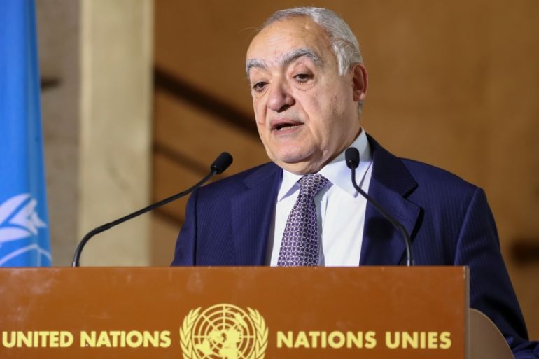 U.N. Envoy for Libya, Salame holds a news briefing in Geneva