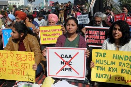 Indian people take part in a protest organised by Citizen Forum Amritsar, against Citizenship Amendment Act (CAA), National Register of Citizens (NRC) and National Population register (NPR) in Amritsa