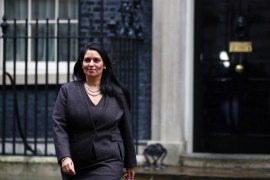 Britain''s Home Secretary Priti Patel leaves Downing Street 10 in London
