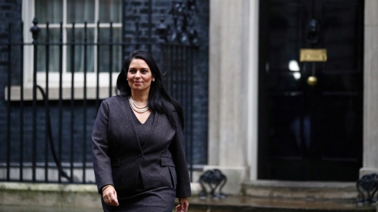 Britain''s Home Secretary Priti Patel leaves Downing Street 10 in London