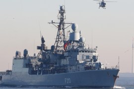 The frigate F213 ''Augsburg'' of the German Navy (Bundesmarine) returns from the EUNAVFOR MED (European Union Naval Force Mediterranean) Operation SOPHIA to its home port Wilhelmshaven, northern Germany