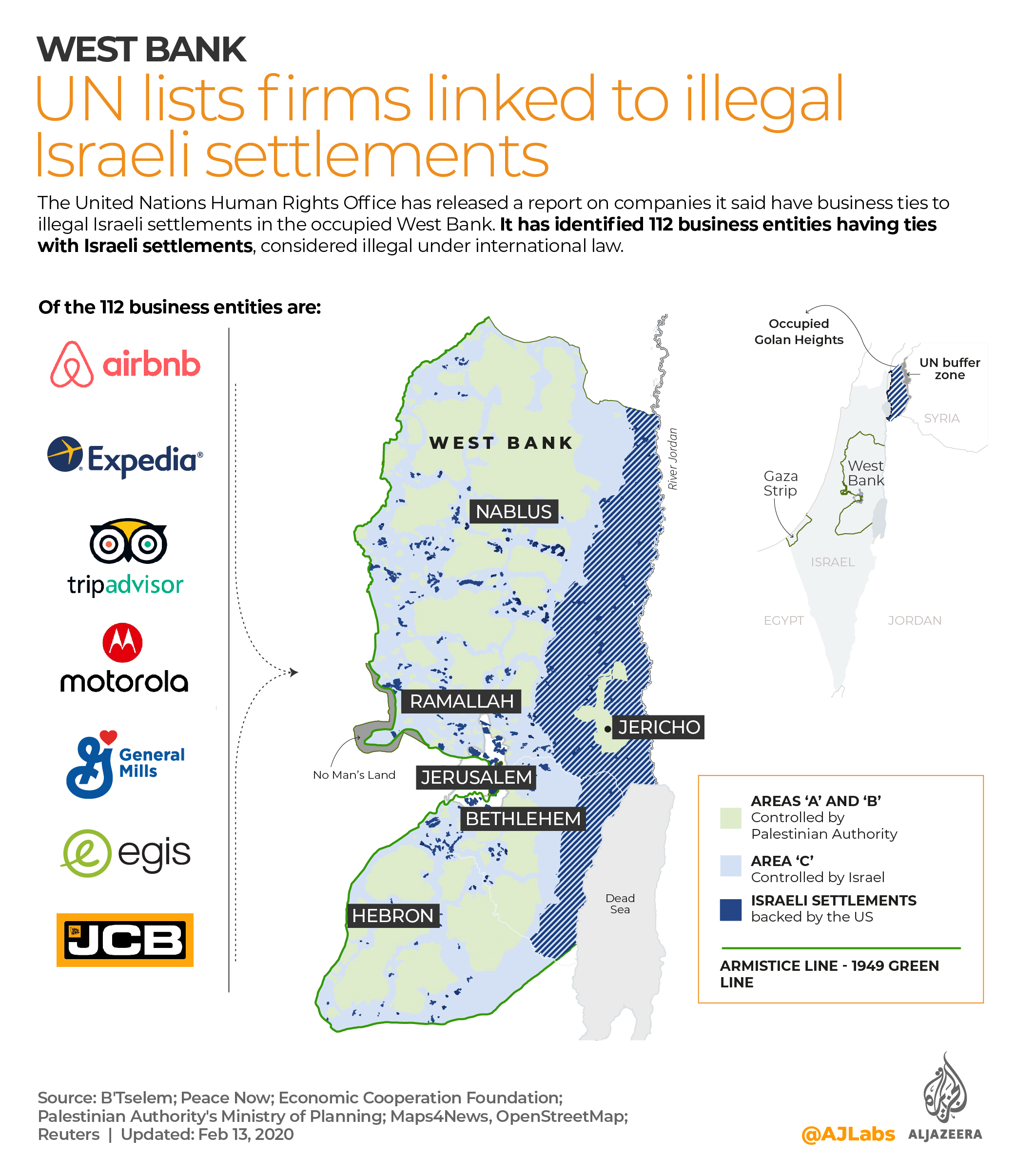 INTERACTIVE: Palestine/West Bank Illegal settlements - 112 companies