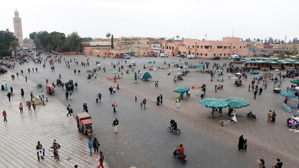 People gather at Jamaa Lafna square in Marrakech