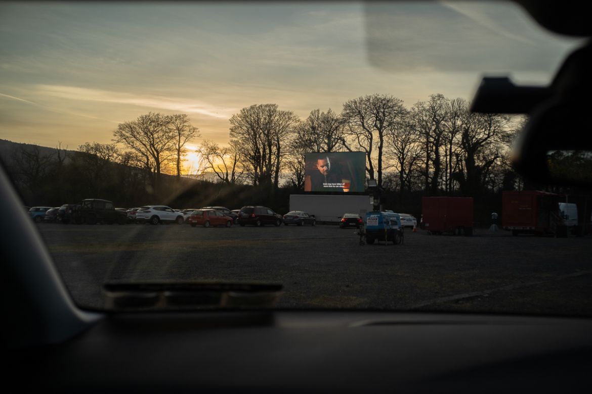 Drive-in theatres can provide families with an outdoor entertainment option, while keeping them insulated by their cars during the Covid-19 pandemic. Dublin, Ireland - March 24, 2020.