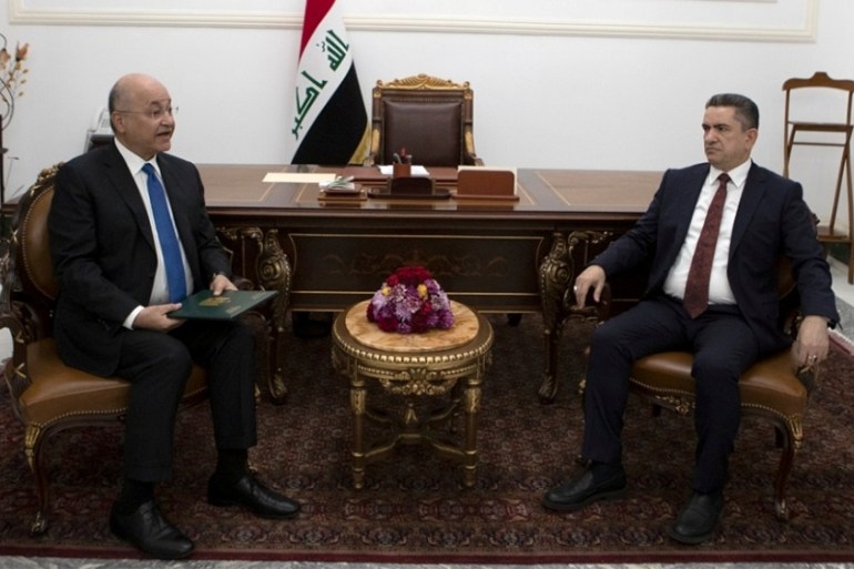 Iraq''s President Barham Salih meets with new prime minister-designate Adnan al-Zurfi in Baghdad, Iraq March 17, 2020. The Presidency of the Republic of Iraq Office/Handout via REUTERS ATTENTION EDITO